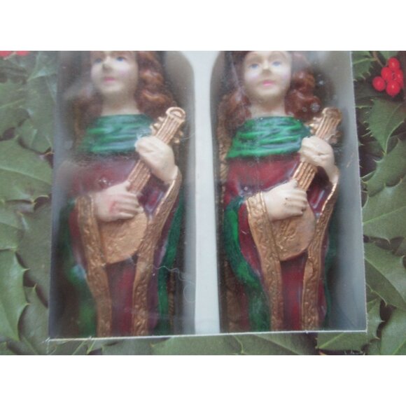 Vintage Sculptured Christmas  Angel Tapers Candles Robert Alan 10in A Pair GUC - Picture 10 of 16